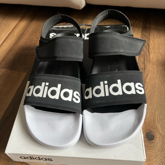 Adidas Black and White Strap Sandals - Picture 1 of 4